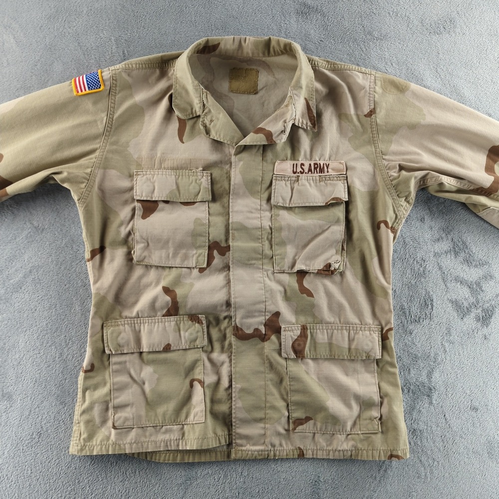 Vintage US Army Jacket Mens‎ Medium Tan BDU 3-Color Desert Camo 1999 Ripstop